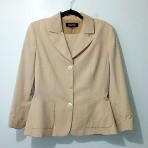 Kasper Vintage tan and pink micro plaid wide leg suit set